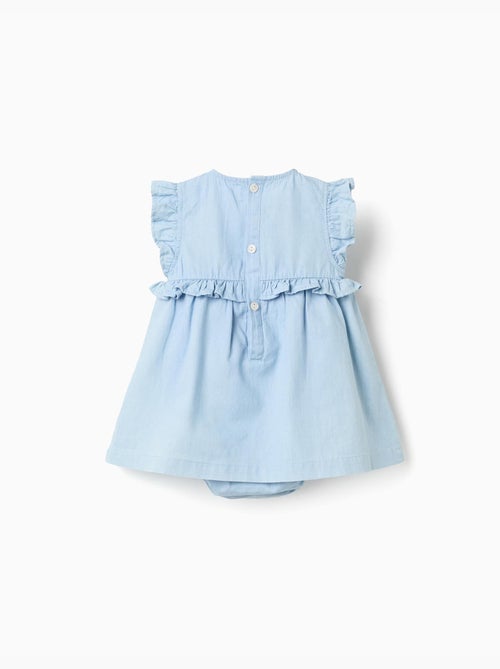 Robe en jean en coton avec volants - Kiabi