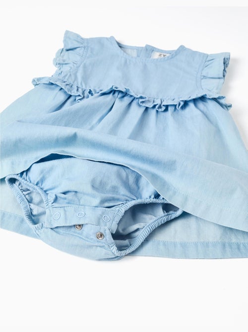Robe en jean en coton avec volants - Kiabi