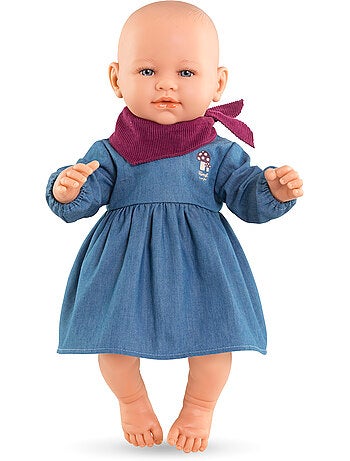 Robe en Jean Manches Longues & Foulard Petit Explorateur pour poupon 42 cm