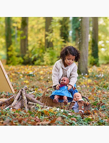 Robe en Jean Manches Longues & Foulard Petit Explorateur pour poupon 42 cm
