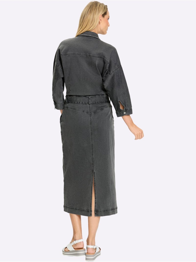 Robe En Jean Petites Pierres Brillantes Fantaisie - Taille Standard - Helline Gris Bleu - Kiabi