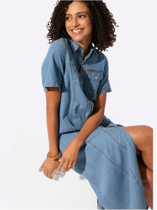 Robe En Jean Pur Coton - Taille Standard - Witt - Kiabi Robe En Jean Pur Coton - Taille Standard - Witt - Kiabi