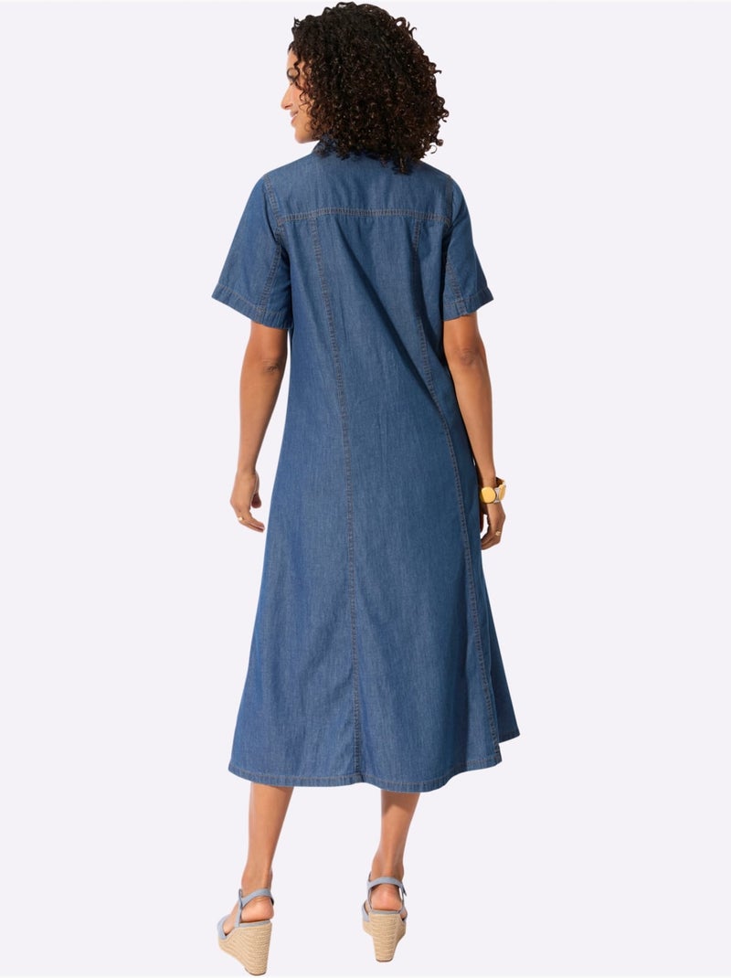 Robe En Jean Pur Coton - Taille Standard - Witt Bleu jean - Kiabi