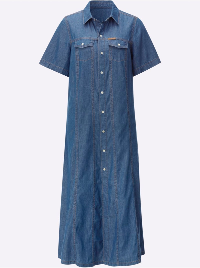 Robe En Jean Pur Coton - Taille Standard - Witt Bleu jean - Kiabi