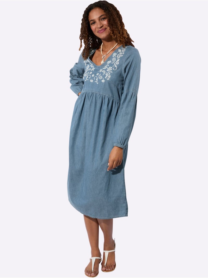 Robe En Jean Pur Coton - Taille Standard - Witt Bleu - Kiabi