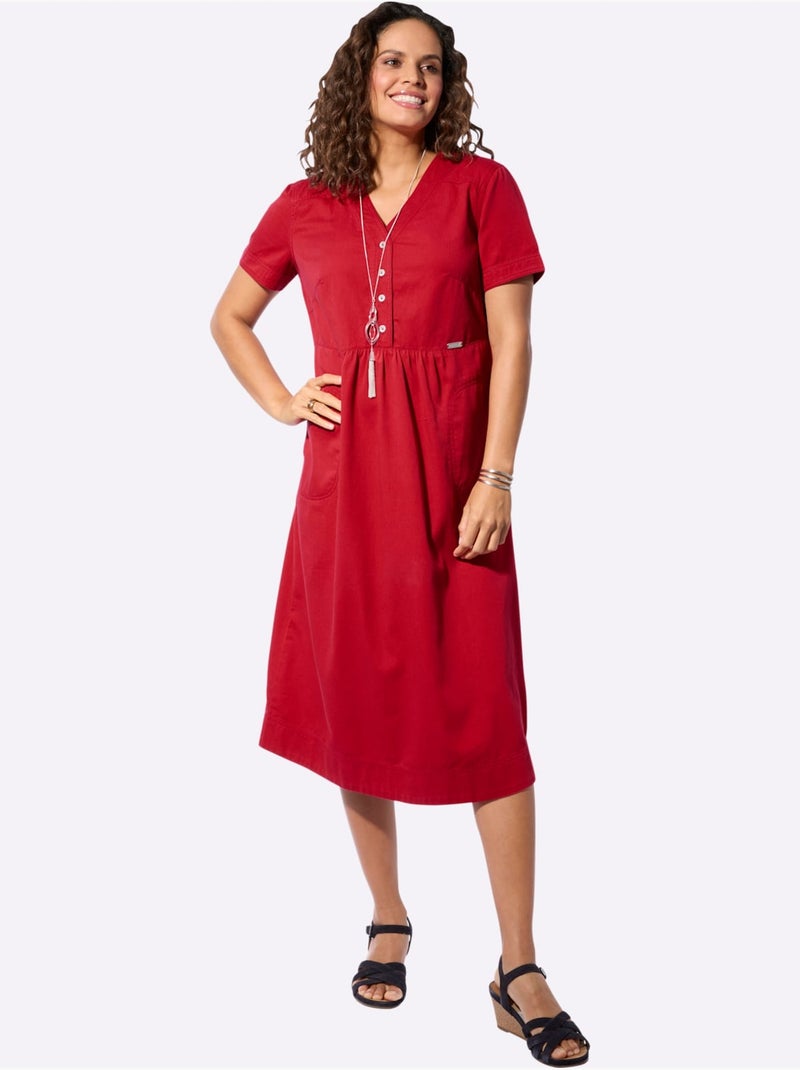 Robe En Jean Pur Coton - Taille Standard - Witt Rouge - Kiabi