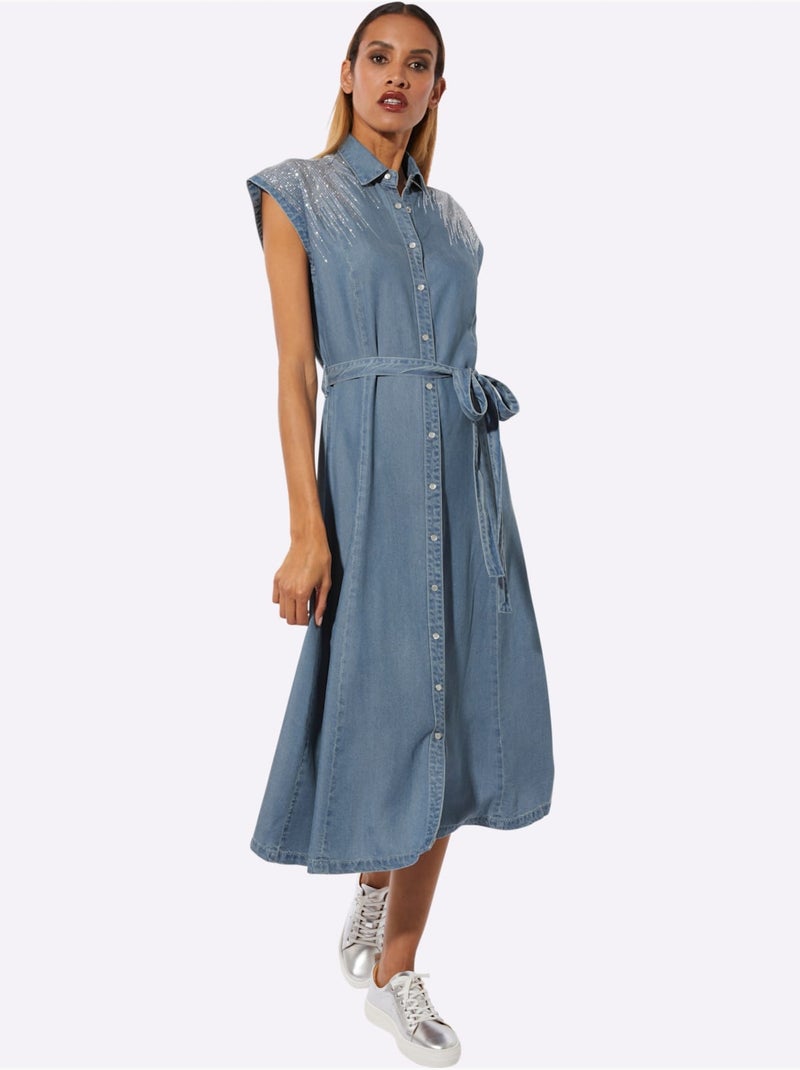 Robe En Jean Qualité Lyocell - Taille Standard - helline Bleu - Kiabi