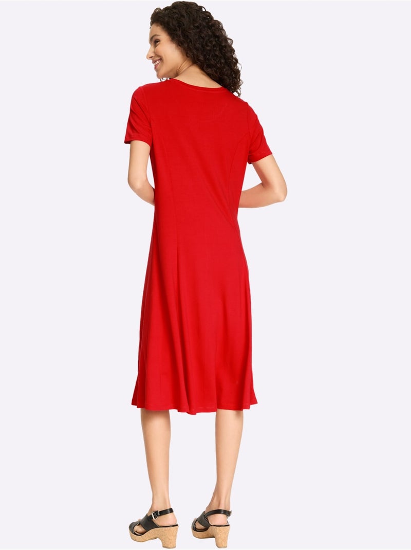 Robe En Jersey - Taille Standard - Helline Rouge - Kiabi