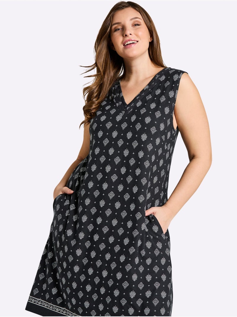 Robe En Jersey - Taille Standard - Sheego Noir Beige Noir - Kiabi