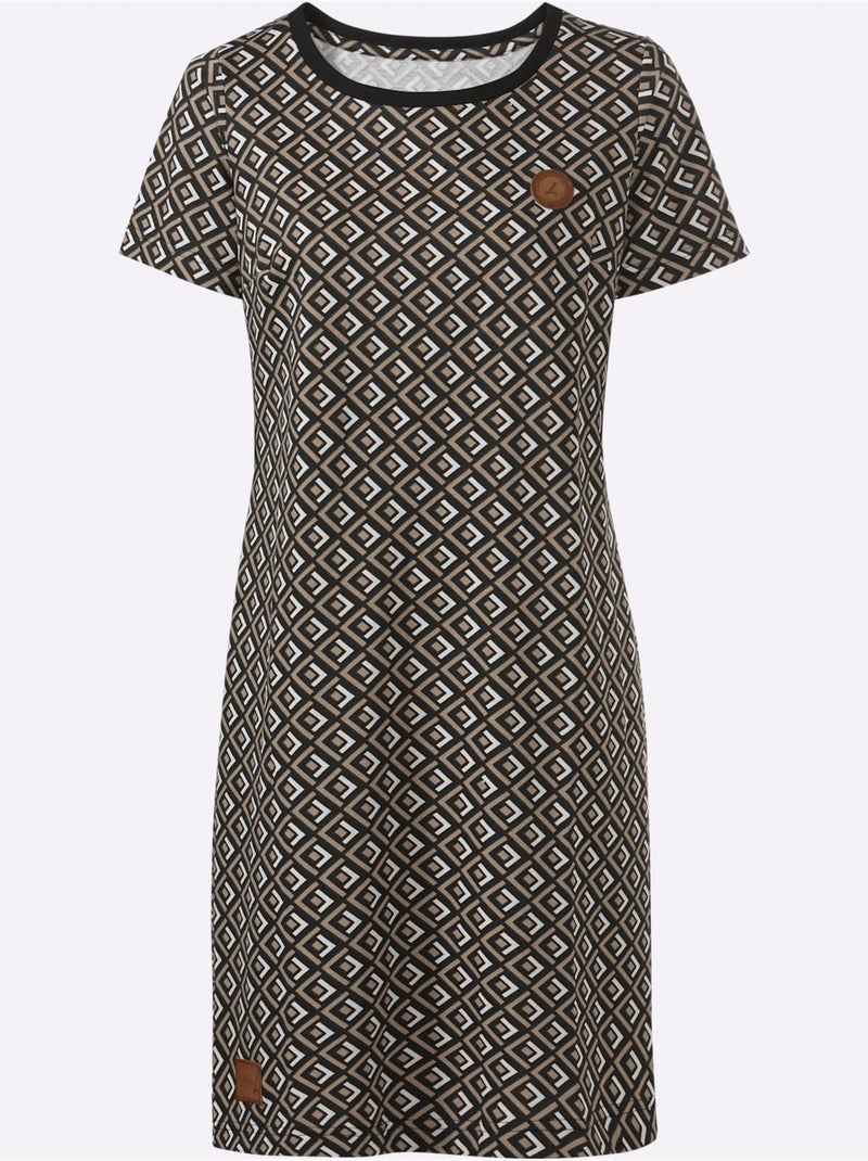 Robe En Jersey 50% Coton - Taille Standard - Witt Noir Beige - Kiabi
