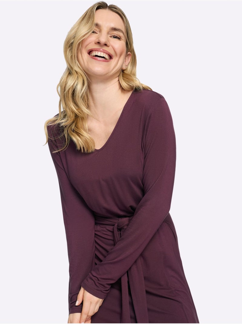 Robe En Jersey 95% Viscose - Taille Standard - Moda Vilona Noir Bordeaux - Kiabi