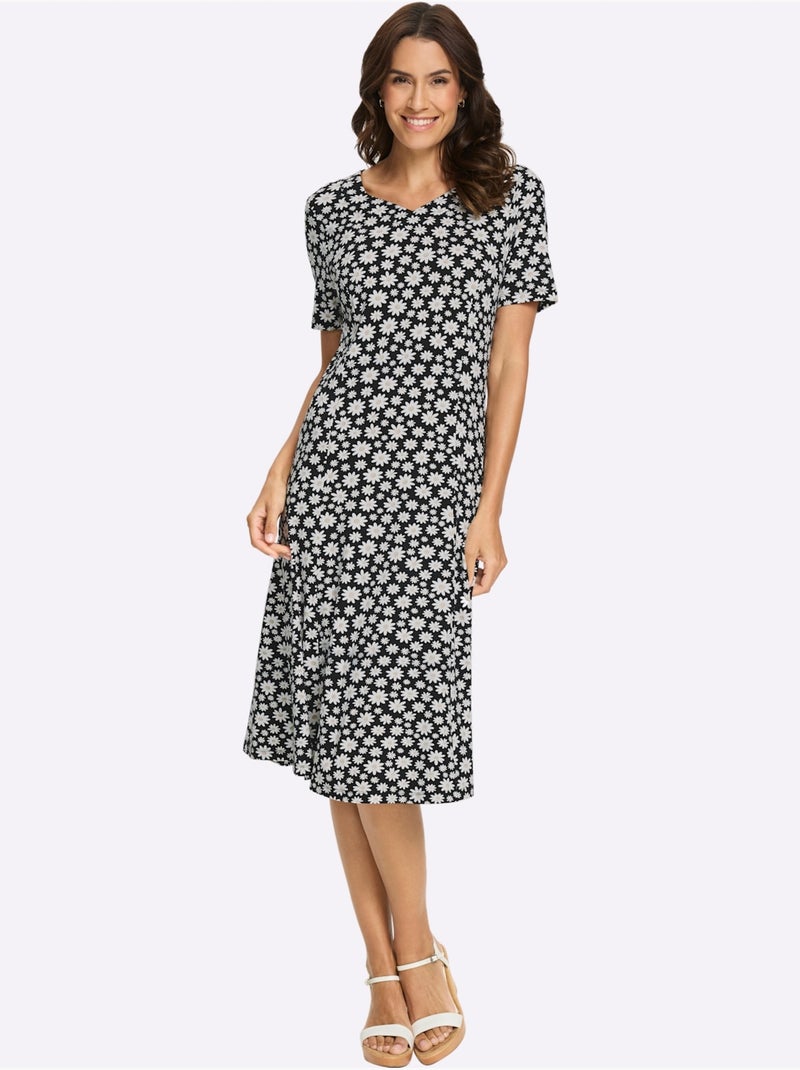 Robe En Jersey 95% Viscose (ecovero) - Taille Standard - Witt Noir Ecru - Kiabi