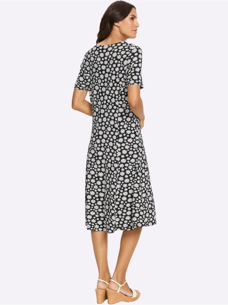 Robe En Jersey 95% Viscose (ecovero) - Taille Standard - Witt Noir Ecru - Kiabi
