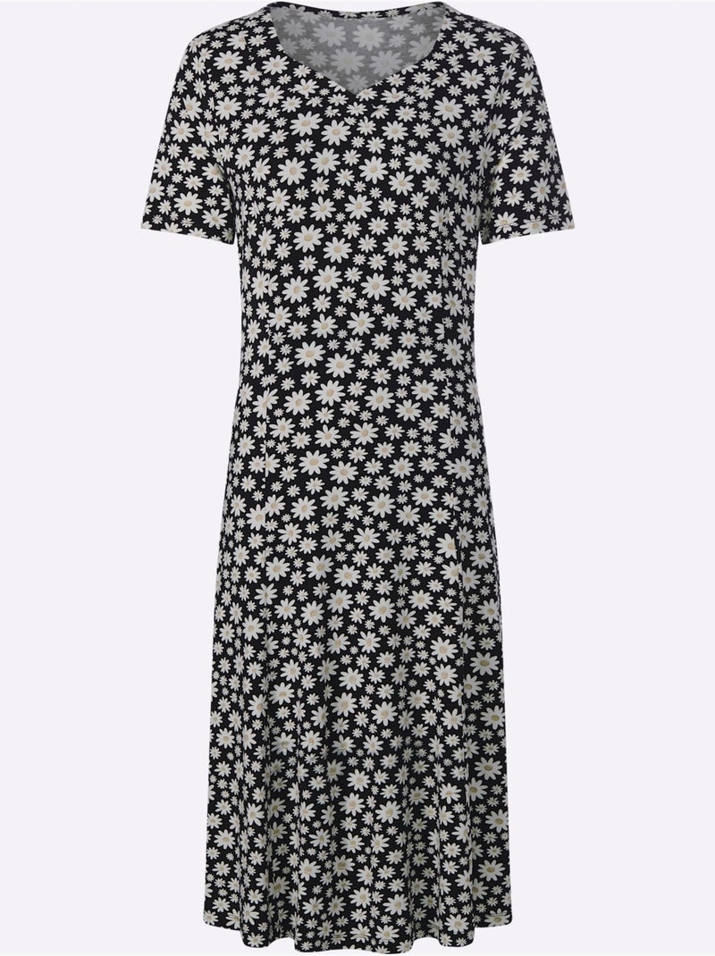 Robe En Jersey 95% Viscose (ecovero) - Taille Standard - Witt Noir Ecru - Kiabi