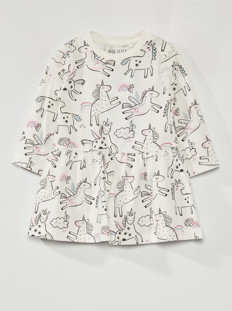 Robe en jersey à base évasée blanc - Kiabi