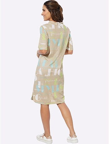 Robe en jersey à col montant avec cordons et fentes latérales - taille standard - moda vilona