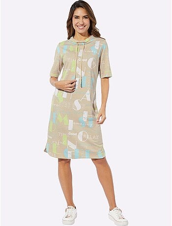 Robe en jersey à col montant avec cordons et fentes latérales - taille standard - moda vilona
