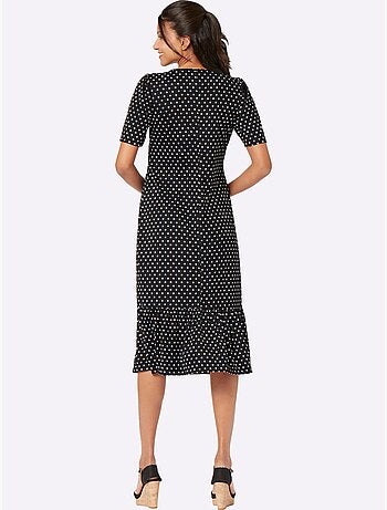 Robe en jersey avec col V et fronces sur les épaules - Taille standard - Moda Vilona