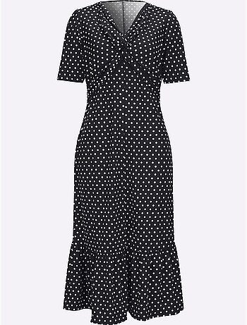 Robe en jersey avec col V et fronces sur les épaules - Taille standard - Moda Vilona