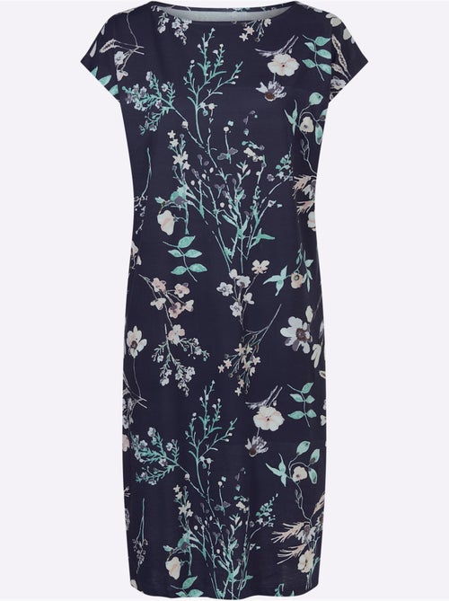 Robe en jersey à motif floral avec encolure bateau et mancherons - Taille standard - Moda Vilona - Kiabi Robe en jersey à motif floral avec encolure bateau et mancherons - Taille standard - Moda Vilona - Kiabi