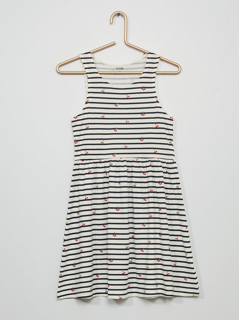 Robe en jersey à motifs blanc rayé cerise - Kiabi