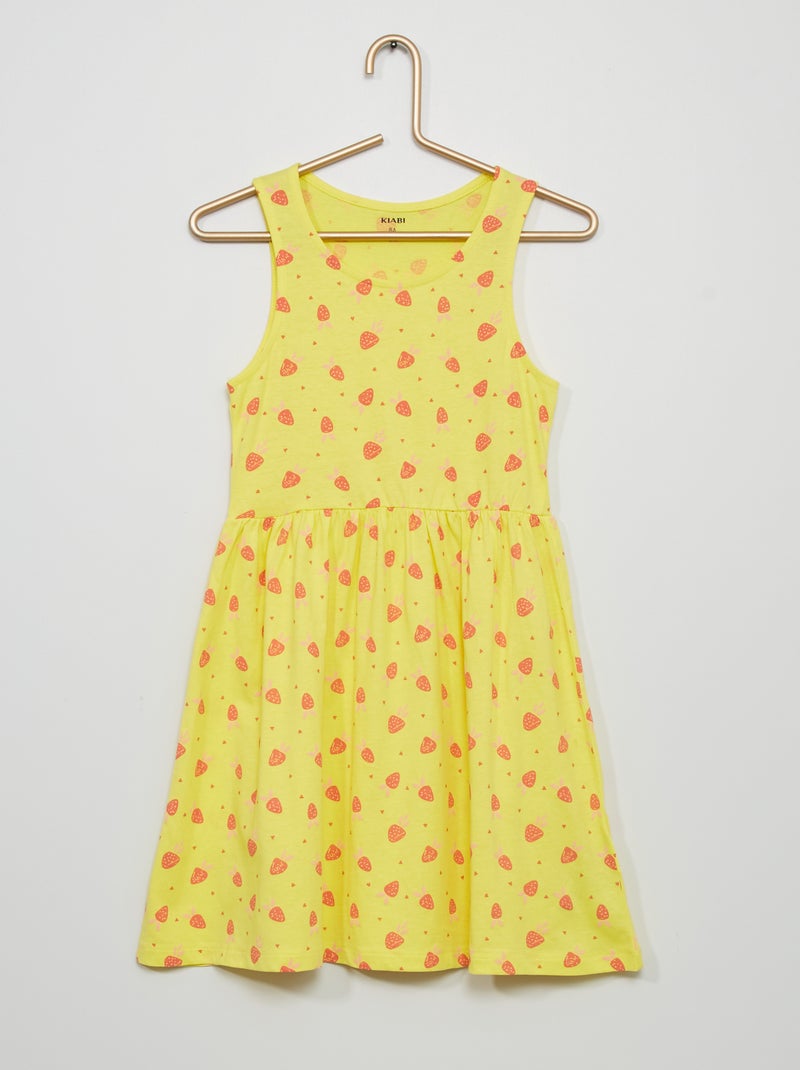 Robe en jersey à motifs jaune fraise - Kiabi