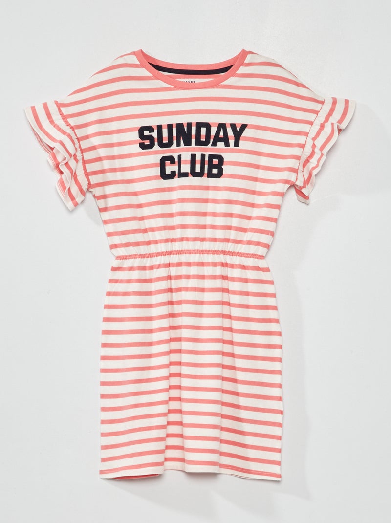 Robe en jersey à rayures Rose - Kiabi