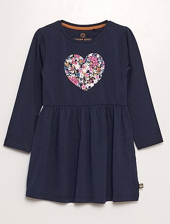 Robe en jersey avec cœur fleuri imprimé