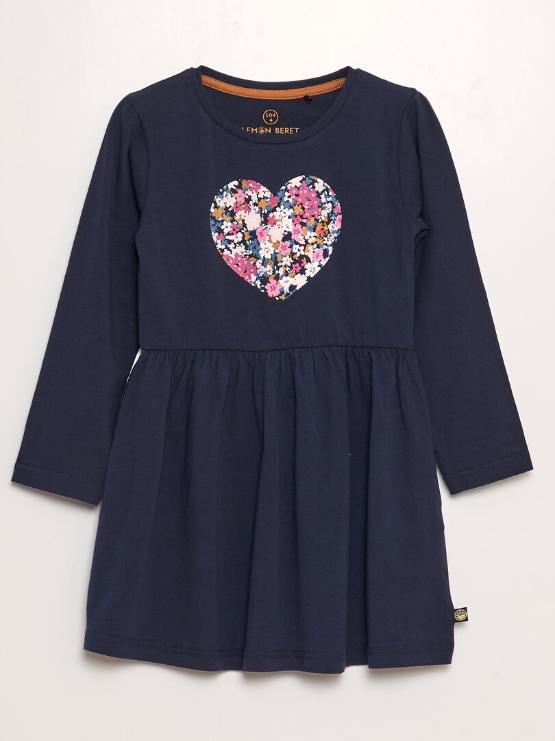 Robe en jersey avec cœur fleuri imprimé Bleu - Kiabi