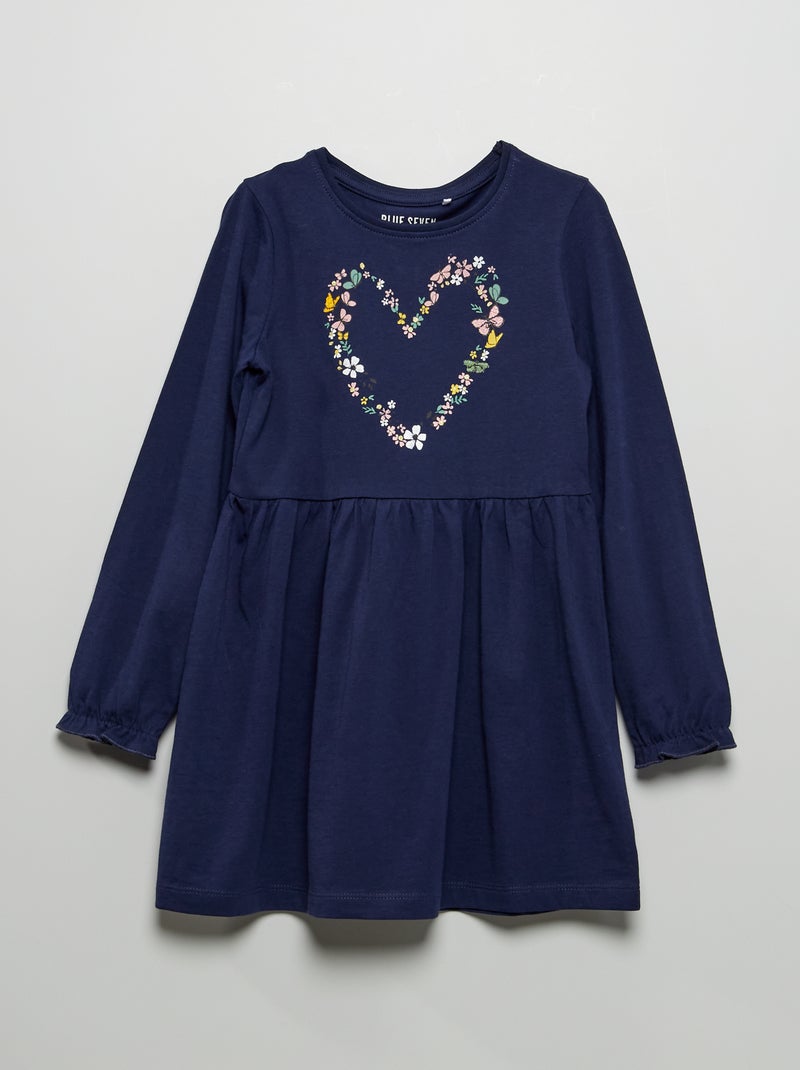 Robe en jersey avec imprimé bleu marine - Kiabi
