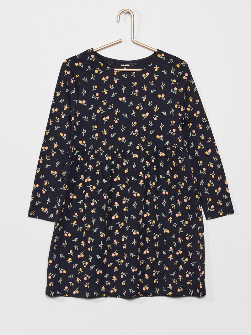Robe en jersey avec imprimé fantaisie Bleu 'fleurs' - Kiabi