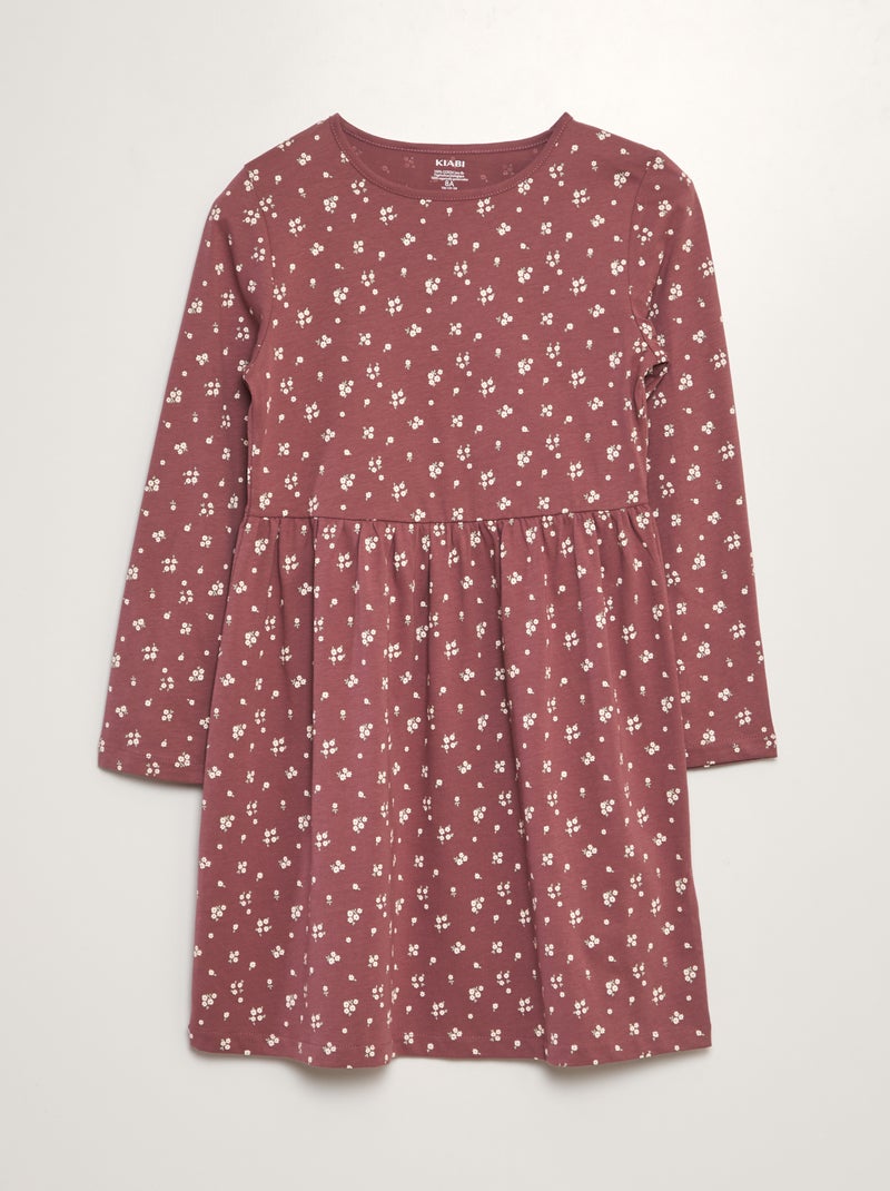 Robe en jersey avec imprimé fantaisie Rose foncé - Kiabi