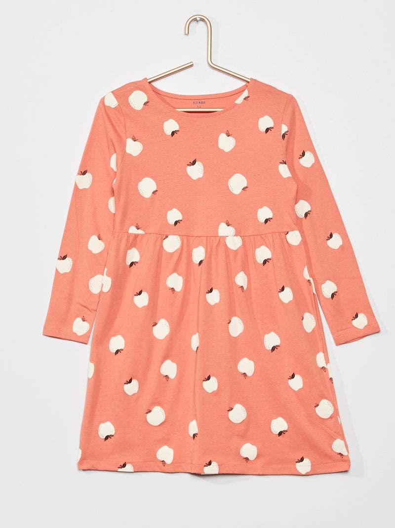 Robe en jersey avec imprimé fantaisie Rose 'pomme' - Kiabi