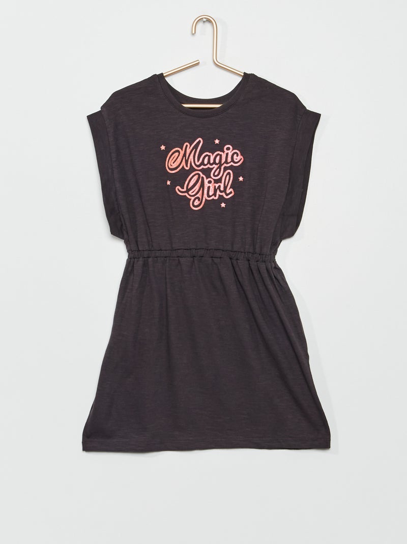 Robe en jersey avec imprimé ludique Noir - Kiabi