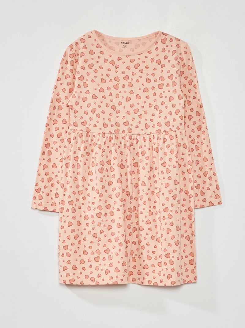 Robe en jersey avec imprimé Rose - Kiabi
