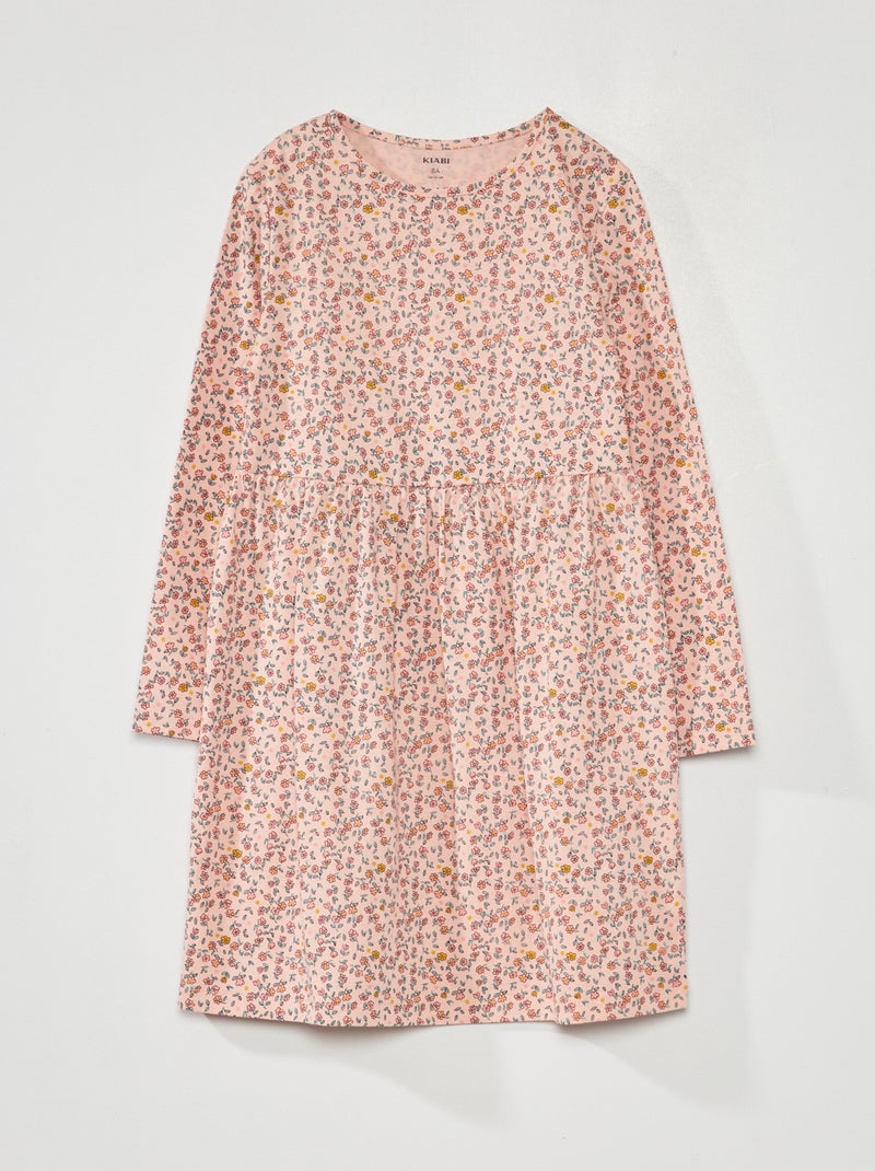 Robe en jersey avec imprimé Rose - Kiabi