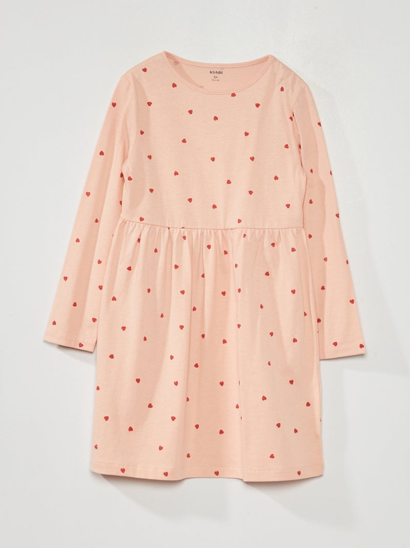 Robe en jersey avec imprimé Rose - Kiabi