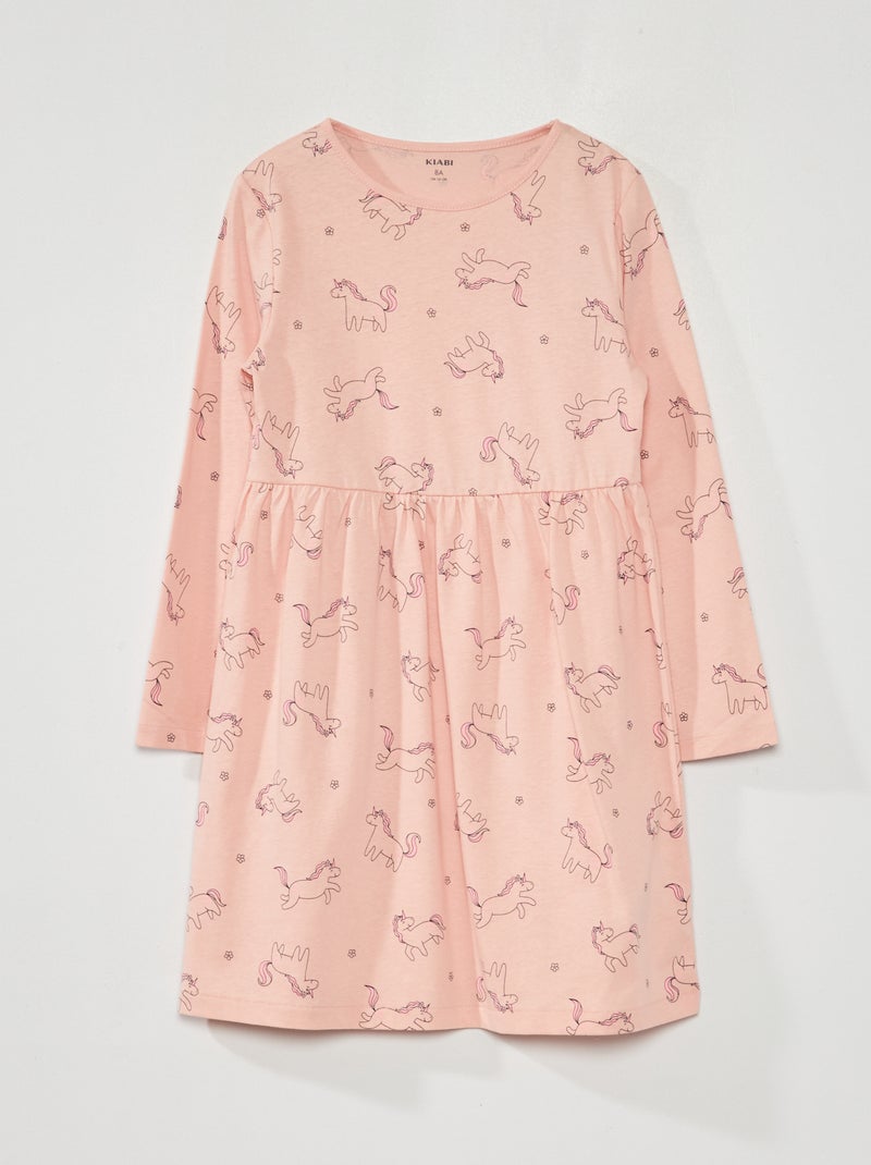Robe en jersey avec imprimé Rose - Kiabi