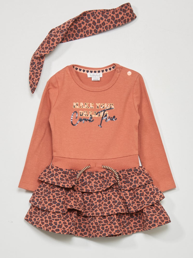 Robe en jersey avec imprimé Rose - Kiabi