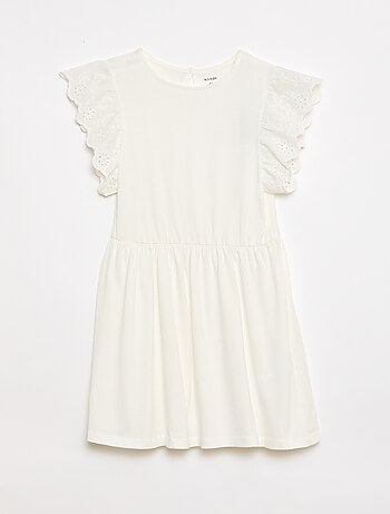 Robe en jersey avec manches courtes en broderies anglaises