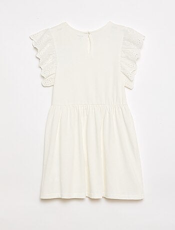 Robe en jersey avec manches courtes en broderies anglaises