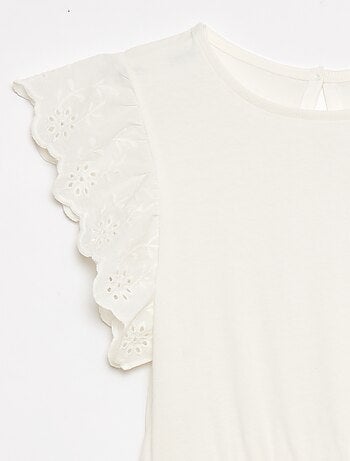 Robe en jersey avec manches courtes en broderies anglaises
