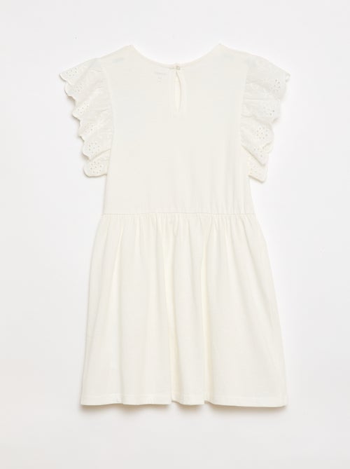 Robe en jersey avec manches courtes en broderies anglaises - Kiabi