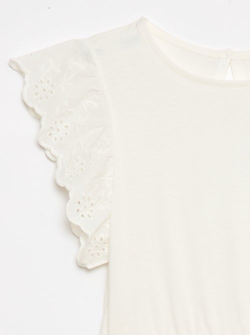 Robe en jersey avec manches courtes en broderies anglaises - Kiabi