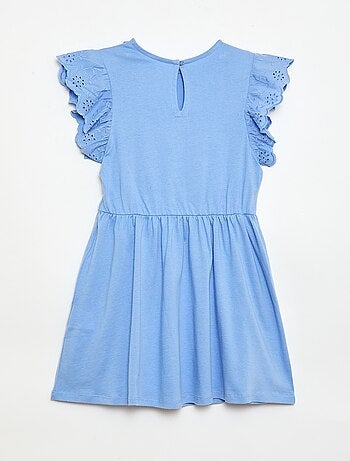 Robe en jersey avec manches courtes en broderies anglaises