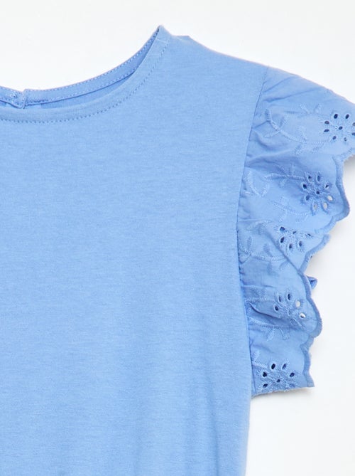 Robe en jersey avec manches courtes en broderies anglaises - Kiabi