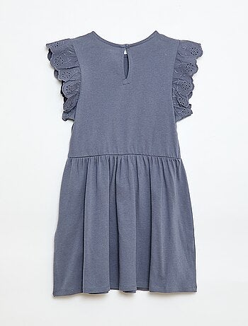 Robe en jersey avec manches courtes en broderies anglaises