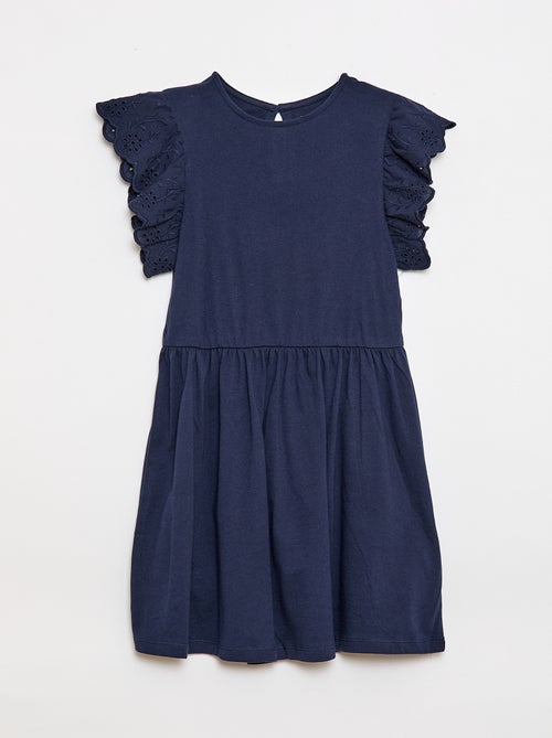 Robe en jersey avec manches courtes en broderies anglaises - Kiabi