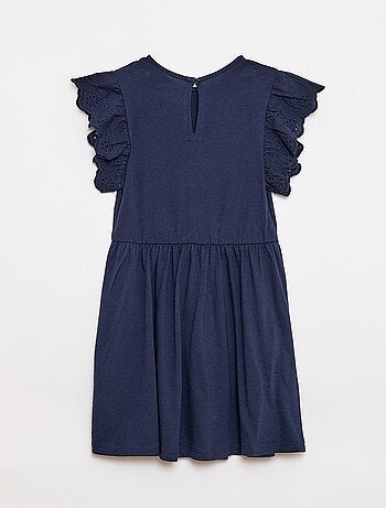 Robe en jersey avec manches courtes en broderies anglaises