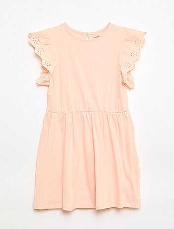 Robe en jersey avec manches courtes en broderies anglaises